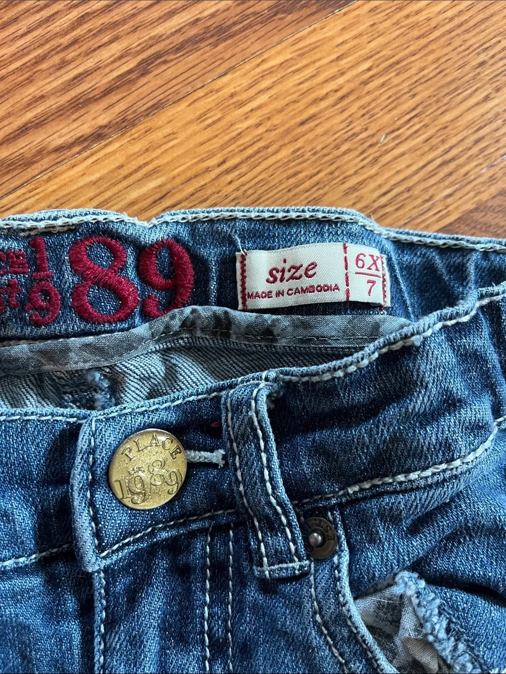 The Children's Place Girls Dark Blue Denim Jeans with Embroidered Heart